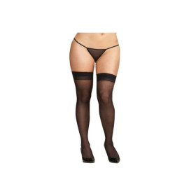 Bas nylon noirs coutures grande taille pour jarretelles 